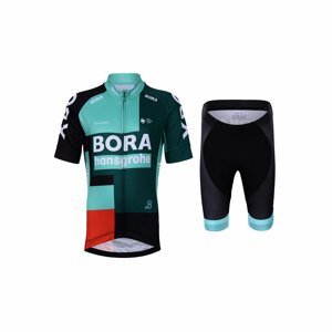 BONAVELO Cyklistický krátký dres a krátké kalhoty - BORA 2022 KIDS - zelená/bílá/černá