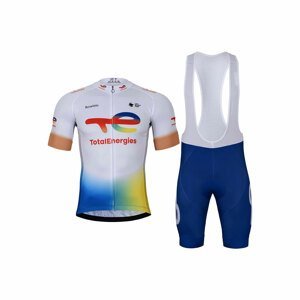 BONAVELO Cyklistický krátký dres a krátké kalhoty - TOTAL ENERGIES 2023 - žlutá/bílá/modrá