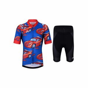 HOLOKOLO Cyklistický krátký dres a krátké kalhoty - CARS KIDS - černá/červená/modrá