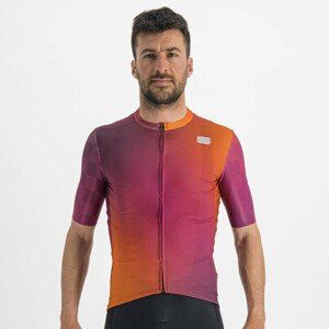 SPORTFUL Cyklistický dres s krátkým rukávem - ROCKET - bordó/růžová/oranžová 3XL