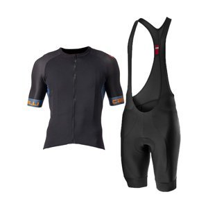CASTELLI Cyklistický krátký dres a krátké kalhoty - ENTRATA VI - modrá/černá/oranžová