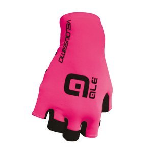ALÉ Cyklistické rukavice krátkoprsté - VELOCISSIMO  - černá/růžová 2XL