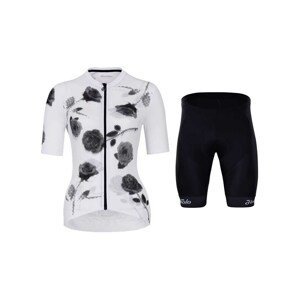 HOLOKOLO Cyklistický krátký dres a krátké kalhoty - CALM ELITE LADY - bílá/černá/šedá