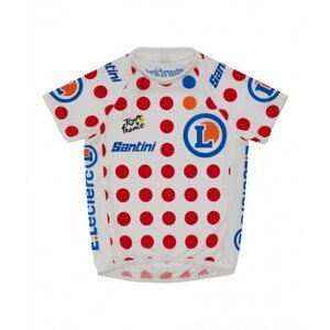 SANTINI Cyklistický dres s krátkým rukávem - TOUR DE FRANCE 2023 - bílá/červená UNI KIDS