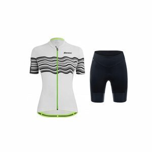 SANTINI Cyklistický krátký dres a krátké kalhoty - TONO PROFILO LADY - zelená/bílá/černá