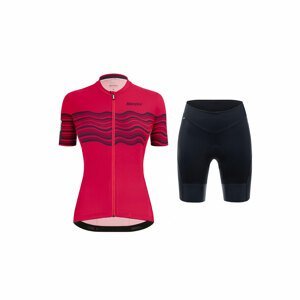 SANTINI Cyklistický krátký dres a krátké kalhoty - TONO PROFILO LADY - černá/růžová