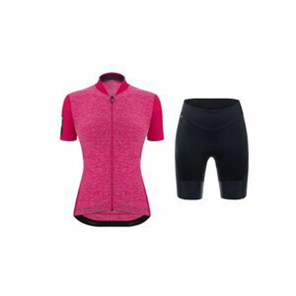 SANTINI Cyklistický krátký dres a krátké kalhoty - COLORE PURO LADY - černá/růžová