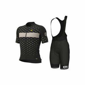 ALÉ Cyklistický krátký dres a krátké kalhoty - STARS - bílá/šedá/černá