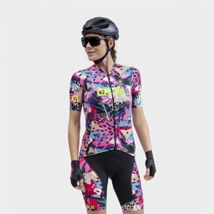 ALÉ Cyklistický krátký dres a krátké kalhoty - PR-R KENYA LADY - fialová/světle modrá/růžová/béžová/modrá