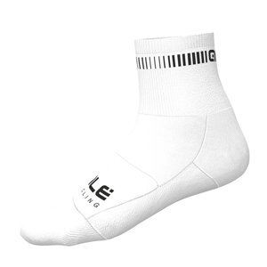 ALÉ Cyklistické ponožky klasické - LOGO Q-SKIN  - bílá L