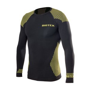 BIOTEX Cyklistické triko s dlouhým rukávem - SEAMLESS - žlutá/černá XS-S