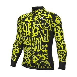 ALÉ Cyklistický dres s dlouhým rukávem zimní - SOLID RIDE - černá/žlutá XL