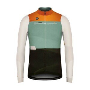 GOBIK Cyklistický dres s dlouhým rukávem zimní - COBBLE - černá/ivory/zelená/oranžová