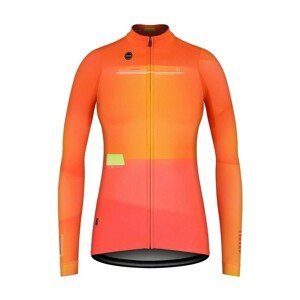 GOBIK Cyklistický dres s dlouhým rukávem zimní - COBBLE LADY - oranžová/růžová