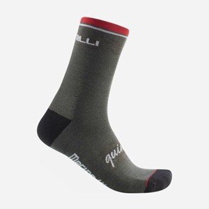 CASTELLI Cyklistické ponožky klasické - QUINDICI SOFT MERINO - zelená L-XL
