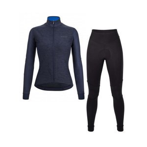 SANTINI Cyklistický zimní dres a kalhoty - COLORE PURO+OMNIA W - modrá/černá