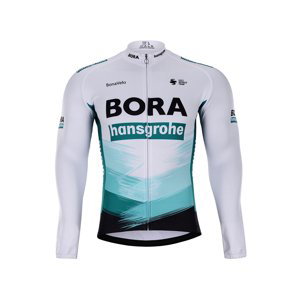 BONAVELO Cyklistický dres s dlouhým rukávem zimní - BORA 2021 WINTER - bílá/zelená/černá 3XL
