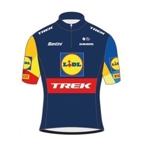 SANTINI Cyklistický dres s krátkým rukávem - LIDL TREK 2024 KIDS - modrá/žlutá/červená 5Y
