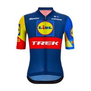 SANTINI Cyklistický dres s krátkým rukávem - LIDL TREK 2024 TEAM ORIGINAL - modrá/červená/žlutá M