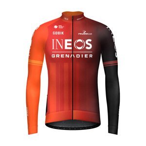 GOBIK Cyklistický dres s dlouhým rukávem zimní - HYDER INEOS GRENADIERS 2024 - červená/oranžová