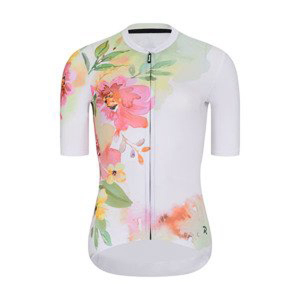 RIVANELLE BY HOLOKOLO Cyklistický dres s krátkým rukávem - FLOWERY LADY - bílá/růžová/zelená 2XL