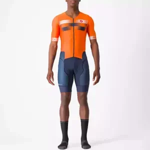 CASTELLI Cyklistická kombinéza - SANREMO 2 - oranžová/modrá/bílá 3XL