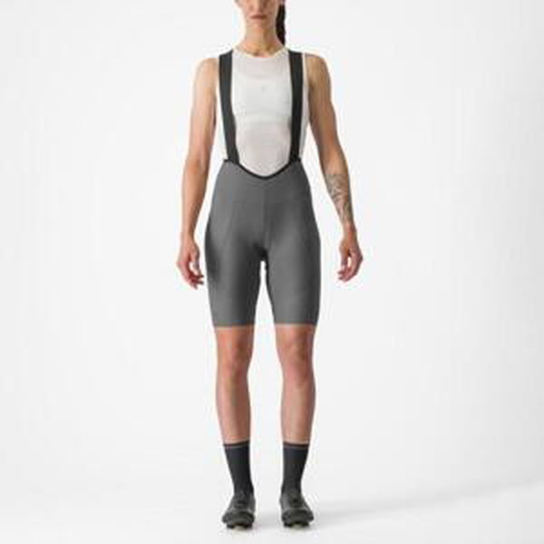 CASTELLI Cyklistické kalhoty krátké s laclem - ESPRESSO W DT - šedá XL