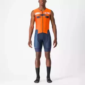 CASTELLI Cyklistická kombinéza - CST FREE SANREMO 2 - oranžová/modrá XL