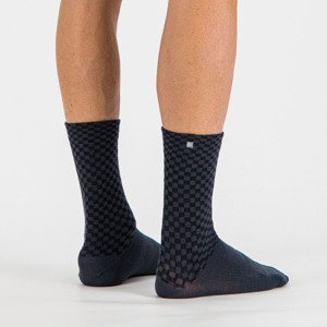 SPORTFUL Cyklistické ponožky klasické - CHECKMATE - černá/modrá