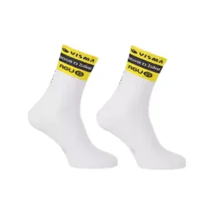 AGU Cyklistické ponožky klasické - RACE VISMA | LEASE A BIKE 2024 - bílá/žlutá/černá