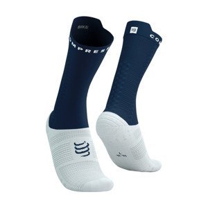 COMPRESSPORT Cyklistické ponožky klasické - PRO RACING V4.0 BIKE - bílá/modrá 45-48