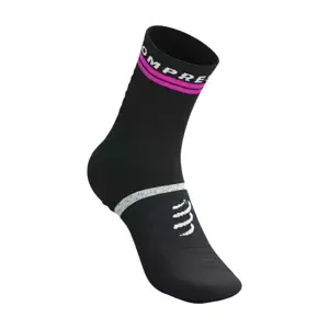 COMPRESSPORT Cyklistické ponožky klasické - PRO MARATHON V2.0 - černá/žlutá/růžová 42-44