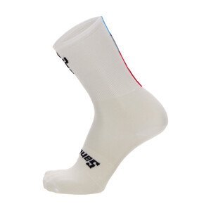 SANTINI Cyklistické ponožky klasické - TDF MAILLOT JAUNE ALPE D'HUEZ - bílá M-L