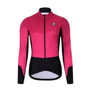 HOLOKOLO Cyklistická zateplená bunda - CLASSIC LADY - růžová/černá XL