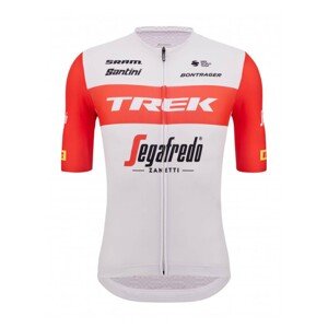 SANTINI Cyklistický dres s krátkým rukávem - TREK SEGAFREDO 2023 FAN LINE - červená/bílá 2XL