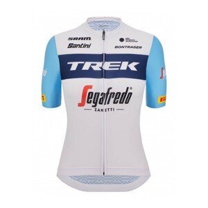 SANTINI Cyklistický dres s krátkým rukávem - TREK SEGAFREDO 2023 LADY FAN LINE - bílá/světle modrá L