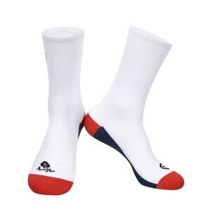 MONTON Cyklistické ponožky klasické - SKULL BADCAT LADY - modrá/bílá/červená UNI
