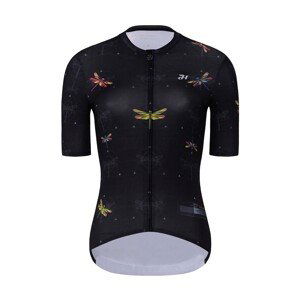 HOLOKOLO Cyklistický dres s krátkým rukávem - DRAGONFLIES ELITE LADY - černá XL