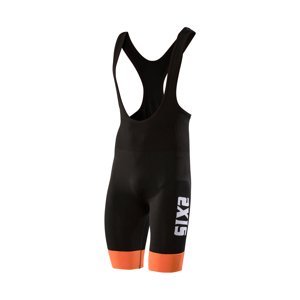 SIX2 Cyklistické kalhoty krátké s laclem - SLP STRIPES - černá/oranžová S