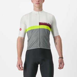 CASTELLI Cyklistický dres s krátkým rukávem - A BLOCCO - žlutá/ivory/šedá/bordó L