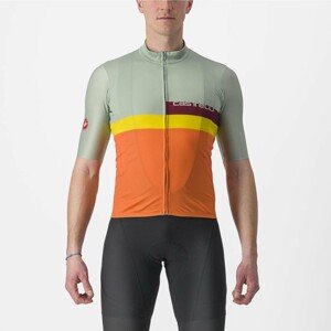 CASTELLI Cyklistický dres s krátkým rukávem - A BLOCCO - bordó/žlutá/zelená/oranžová L