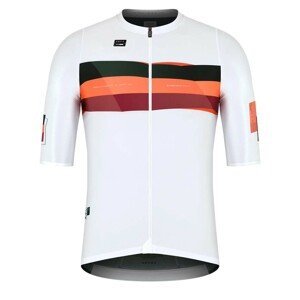 GOBIK Cyklistický dres s krátkým rukávem - ATTITUDE 2.0 - bílá/oranžová/černá/bordó XL