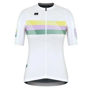 GOBIK Cyklistický dres s krátkým rukávem - ATTITUDE 2.0 LADY - bílá/fialová/žlutá/zelená S