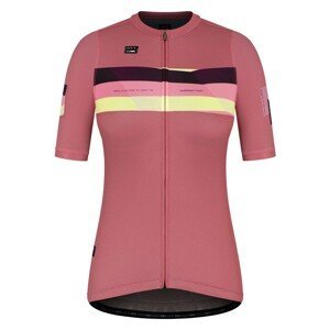 GOBIK Cyklistický dres s krátkým rukávem - STARK LADY - žlutá/růžová/bordó XS