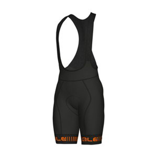 ALÉ Cyklistické kalhoty krátké s laclem - GRAPHICS PRR STRADA - černá/oranžová