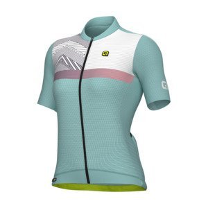 ALÉ Cyklistický dres s krátkým rukávem - ZIG ZAG PR-S - tyrkysová L
