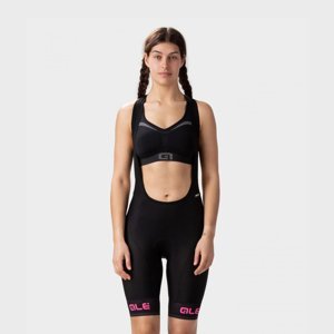 ALÉ Cyklistické kalhoty krátké s laclem -  PR-R SELLA PLUS LADY - růžová/černá M
