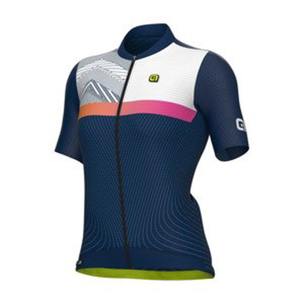 ALÉ Cyklistický dres s krátkým rukávem - ZIG ZAG PR-S - modrá L