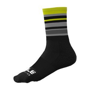 ALÉ Cyklistické ponožky klasické - STRIPES - černá/žlutá 40-43