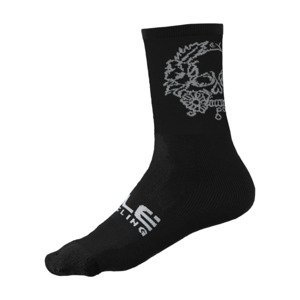 ALÉ Cyklistické ponožky klasické - SKULL - černá 44-47